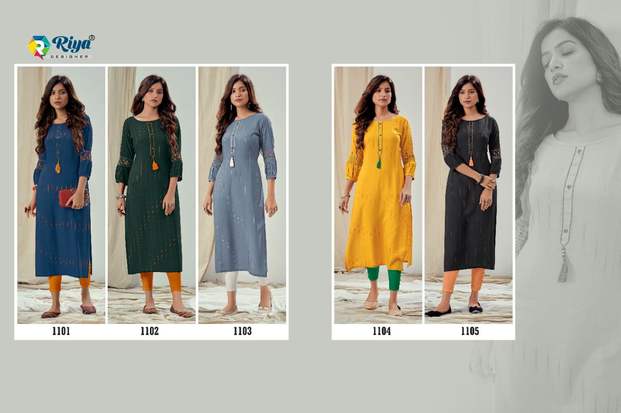 Riya Aylin Fancy Festive Wear Rayon Embroidery Designer Stylish Kurti Collection